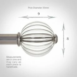 Fluted Glass Ball Finial For 25mm Pole In Mercury 9 Fluted Glass Ball Finial For 25mm Pole In Mercury -Jim Lawrence Sales 4011me 3