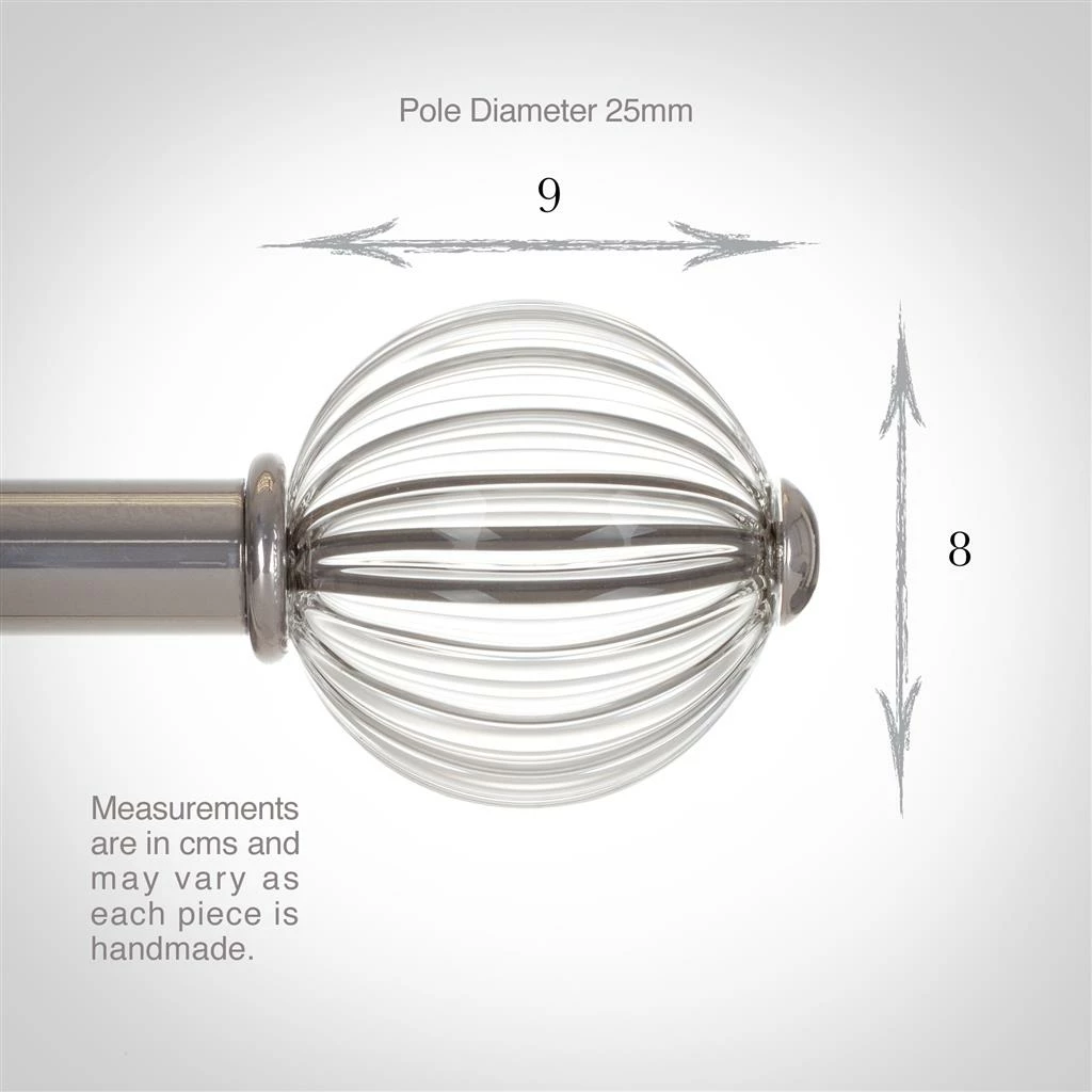 Fluted Glass Ball Finial For 25mm Pole In Mercury 6 Fluted Glass Ball Finial For 25mm Pole In Mercury - Image 4