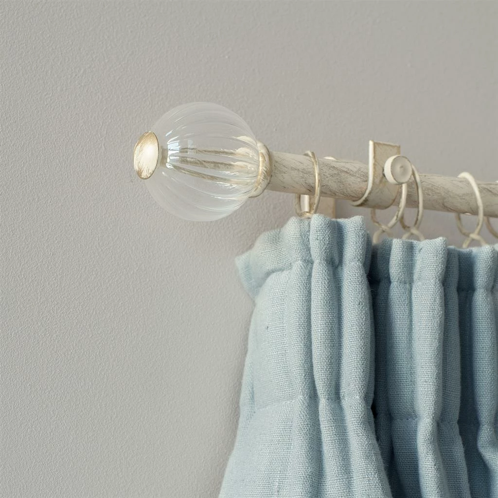 Fluted Glass Ball Finial For 25mm Pole In Old Ivory 4 Fluted Glass Ball Finial For 25mm Pole In Old Ivory - Image 2