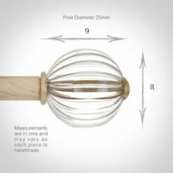 Fluted Glass Ball Finial For 25mm Pole In Old Ivory 9 Fluted Glass Ball Finial For 25mm Pole In Old Ivory -Jim Lawrence Sales 4011oi 3