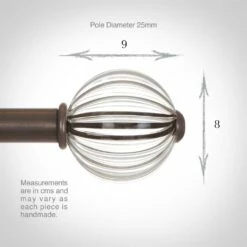 Fluted Glass Ball Finial For 25mm Pole In Polished 10 Fluted Glass Ball Finial For 25mm Pole In Polished -Jim Lawrence Sales 4011po 3