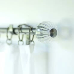 Fluted Glass Ball Finial For 25mm Pole In Polished 11 Fluted Glass Ball Finial For 25mm Pole In Polished -Jim Lawrence Sales 4011po 4