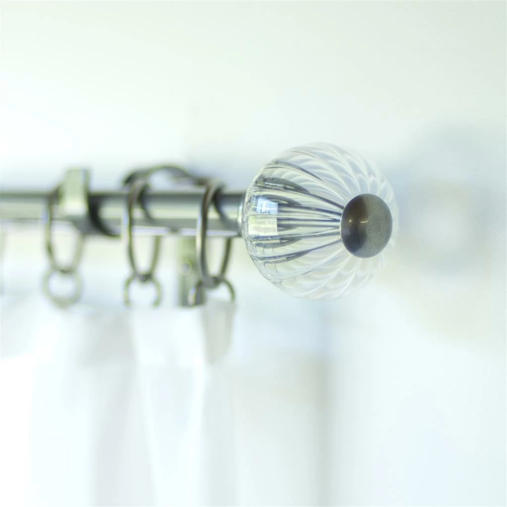 Fluted Glass Ball Finial For 25mm Pole In Polished 7 Fluted Glass Ball Finial For 25mm Pole In Polished - Image 5