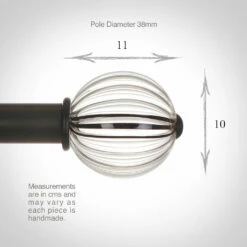 Fluted Glass Ball Finial For 38mm Pole In Beeswax -Jim Lawrence Sales 4012bw 13