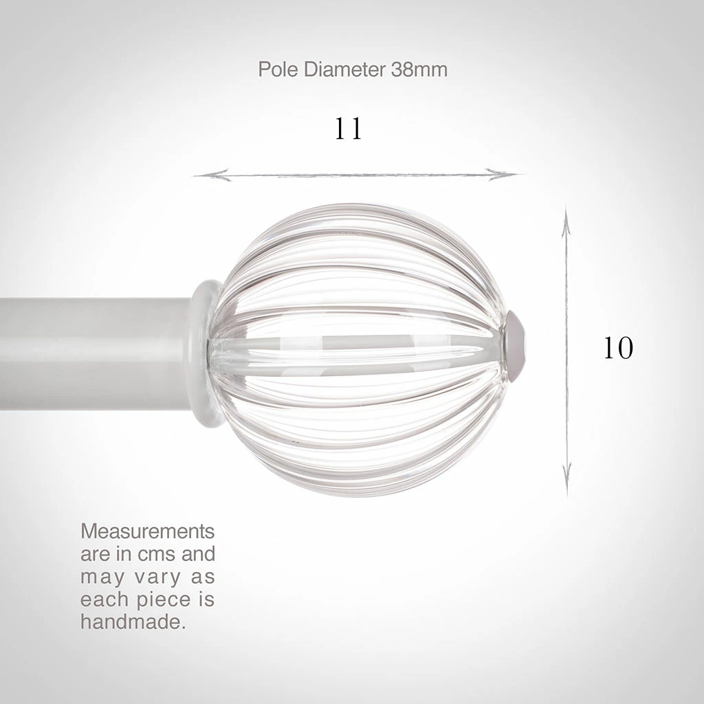 Fluted Glass Ball Finial For 38mm Pole In Clay 5 Fluted Glass Ball Finial For 38mm Pole In Clay - Image 3