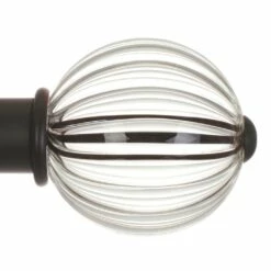 Fluted Glass Ball Finial For 38mm Pole In Matt Black