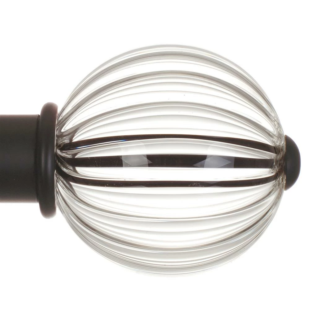 Fluted Glass Ball Finial For 38mm Pole In Matt Black 3 Fluted Glass Ball Finial For 38mm Pole In Matt Black