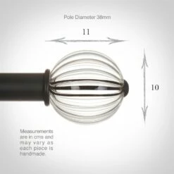 Fluted Glass Ball Finial For 38mm Pole In Matt Black 8 Fluted Glass Ball Finial For 38mm Pole In Matt Black -Jim Lawrence Sales 4012mb 3