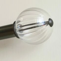 Fluted Glass Ball Finial For 38mm Pole In Matt Black 9 Fluted Glass Ball Finial For 38mm Pole In Matt Black -Jim Lawrence Sales 4012mb 4