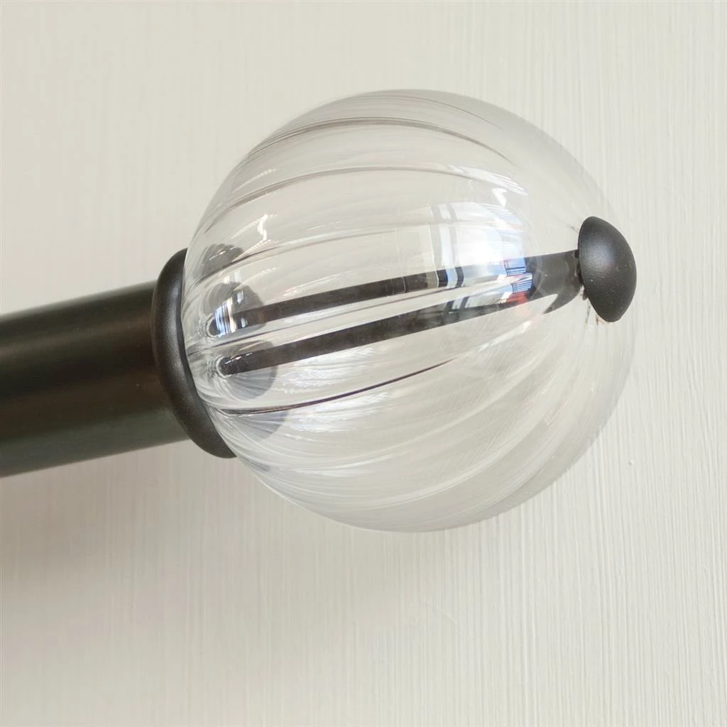 Fluted Glass Ball Finial For 38mm Pole In Matt Black 6 Fluted Glass Ball Finial For 38mm Pole In Matt Black - Image 4