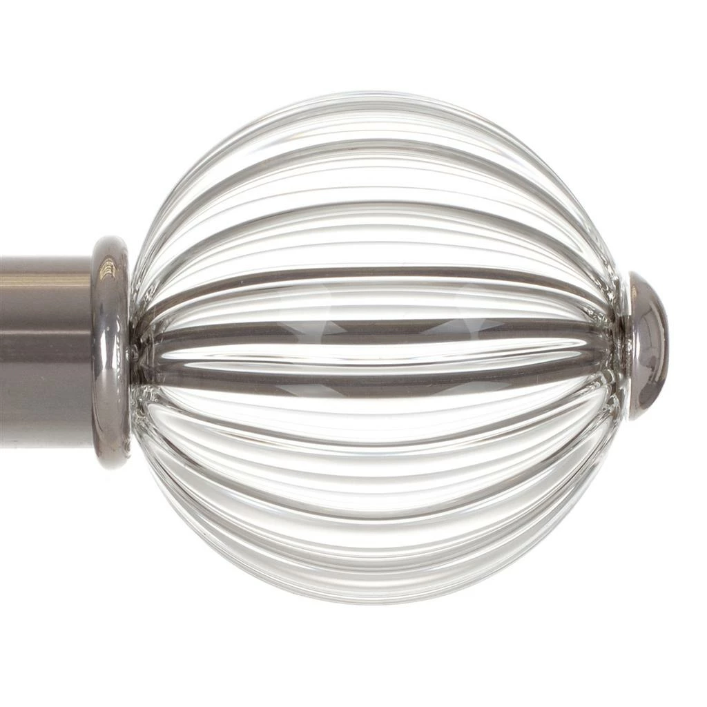 Fluted Glass Ball Finial For 38mm Pole In Mercury 3 Fluted Glass Ball Finial For 38mm Pole In Mercury