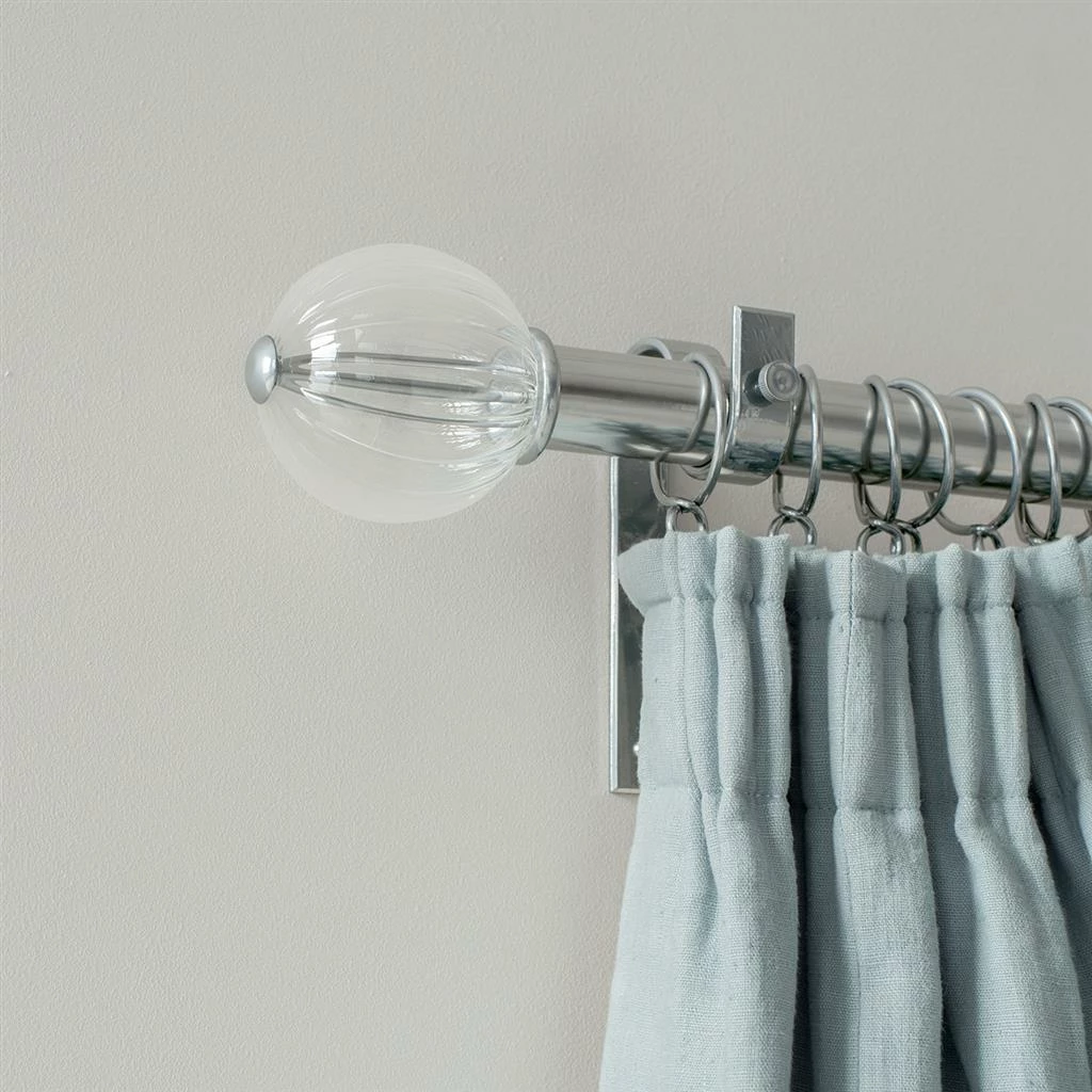 Fluted Glass Ball Finial For 38mm Pole In Mercury 4 Fluted Glass Ball Finial For 38mm Pole In Mercury - Image 2