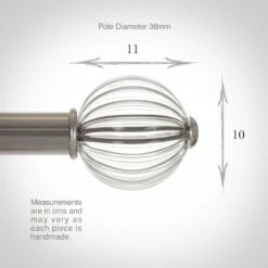 Fluted Glass Ball Finial For 38mm Pole In Mercury 9 Fluted Glass Ball Finial For 38mm Pole In Mercury -Jim Lawrence Sales 4012me 3