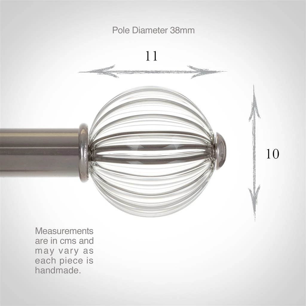 Fluted Glass Ball Finial For 38mm Pole In Mercury 6 Fluted Glass Ball Finial For 38mm Pole In Mercury - Image 4