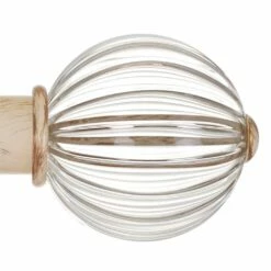 Fluted Glass Ball Finial For 38mm Pole In Old Ivory