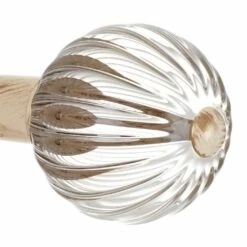 Fluted Glass Ball Finial For 38mm Pole In Old Ivory -Jim Lawrence Sales 4012oi 2
