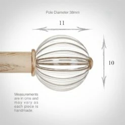 Fluted Glass Ball Finial For 38mm Pole In Old Ivory -Jim Lawrence Sales 4012oi 3