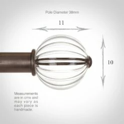 Fluted Glass Ball Finial For 38mm Pole In Polished 9 Fluted Glass Ball Finial For 38mm Pole In Polished -Jim Lawrence Sales 4012po 3