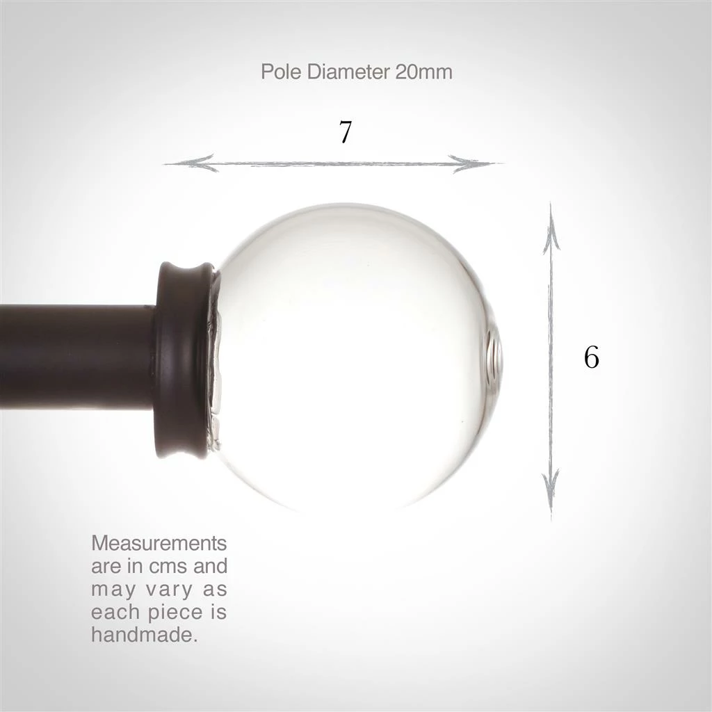 Glass Finial For 20mm Pole In Matt Black 6 Glass Finial For 20mm Pole In Matt Black - Image 4