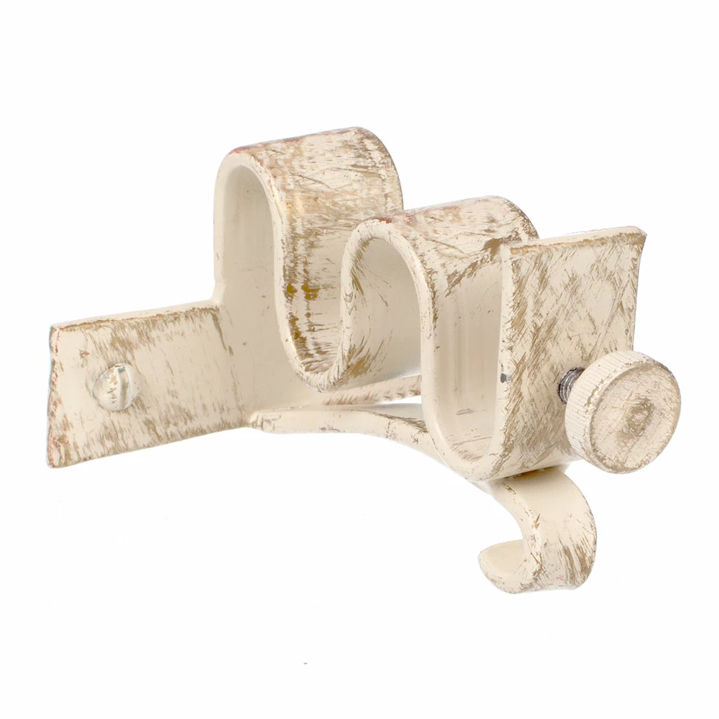 12/12mm Double Pole Centre Bracket In Old Ivory 3 12/12mm Double Pole Centre Bracket In Old Ivory