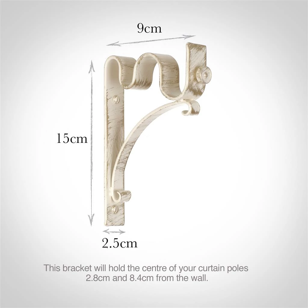 25/12mm Double Pole Standard Bracket In Old Ivory 4 25/12mm Double Pole Standard Bracket In Old Ivory - Image 2
