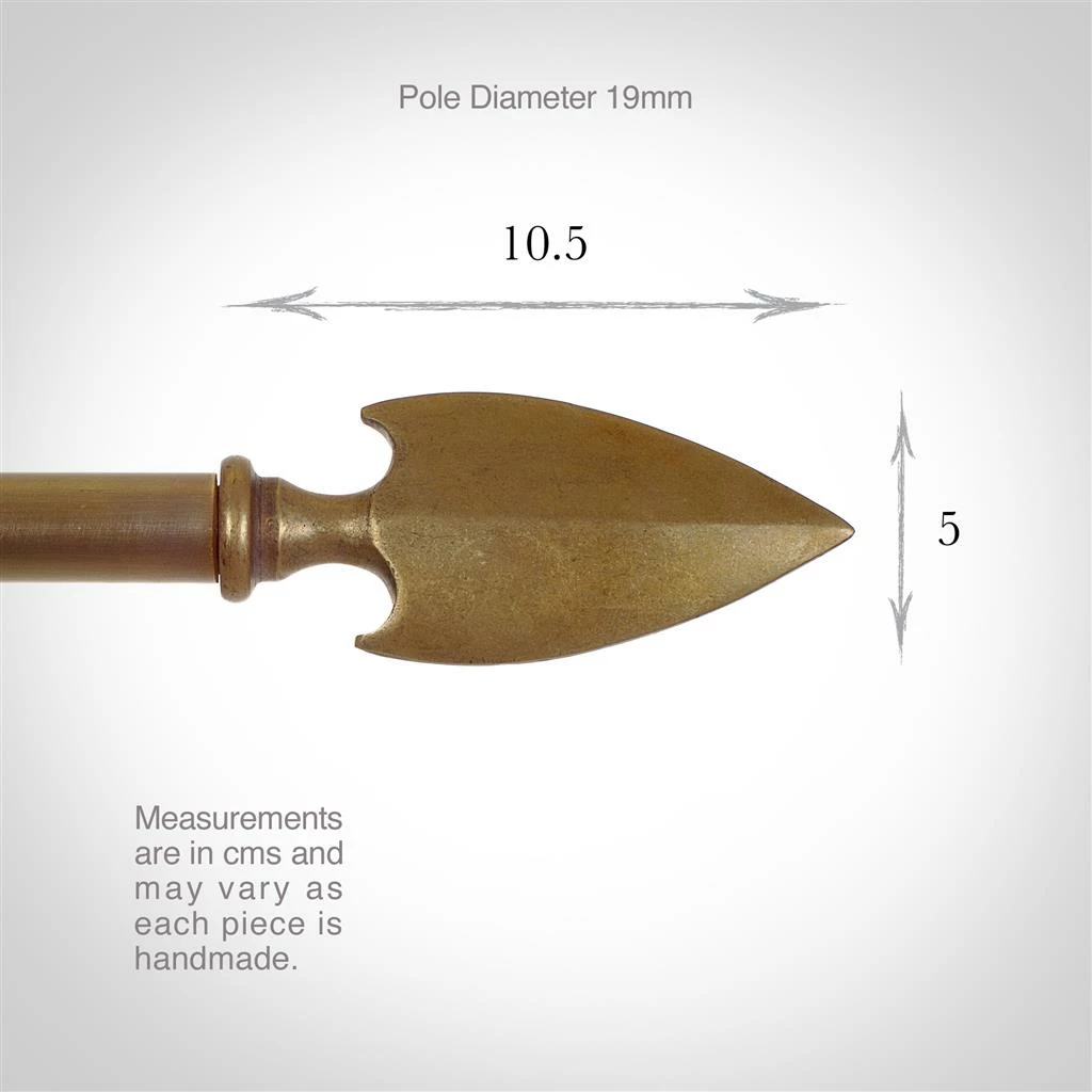 19mm Hasta Spear Finial In Antiqued Brass 5 19mm Hasta Spear Finial In Antiqued Brass - Image 3