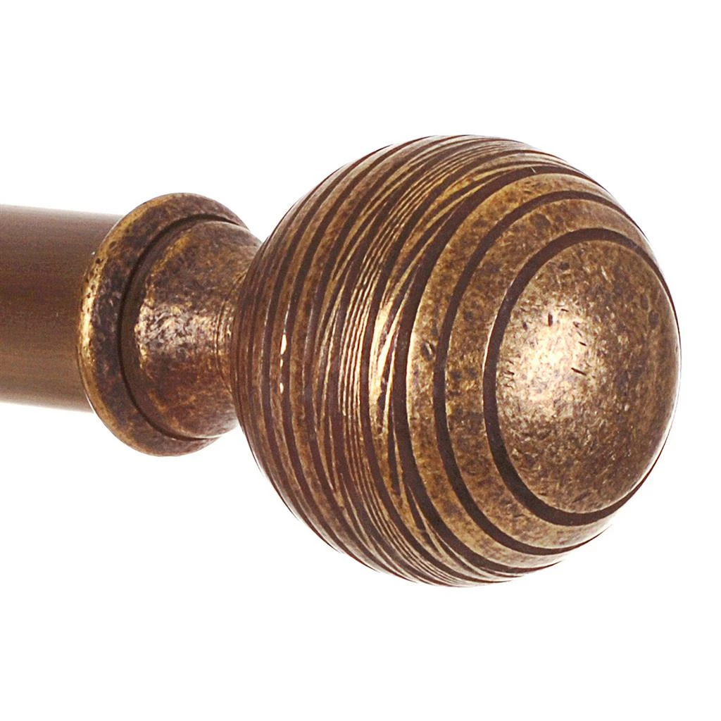 19mm Brass Reeded Ball Finial In Antiqued Brass 4 19mm Brass Reeded Ball Finial In Antiqued Brass - Image 2