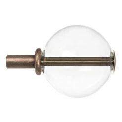 19mm Clear Glass Ball Finial In Antique Brass