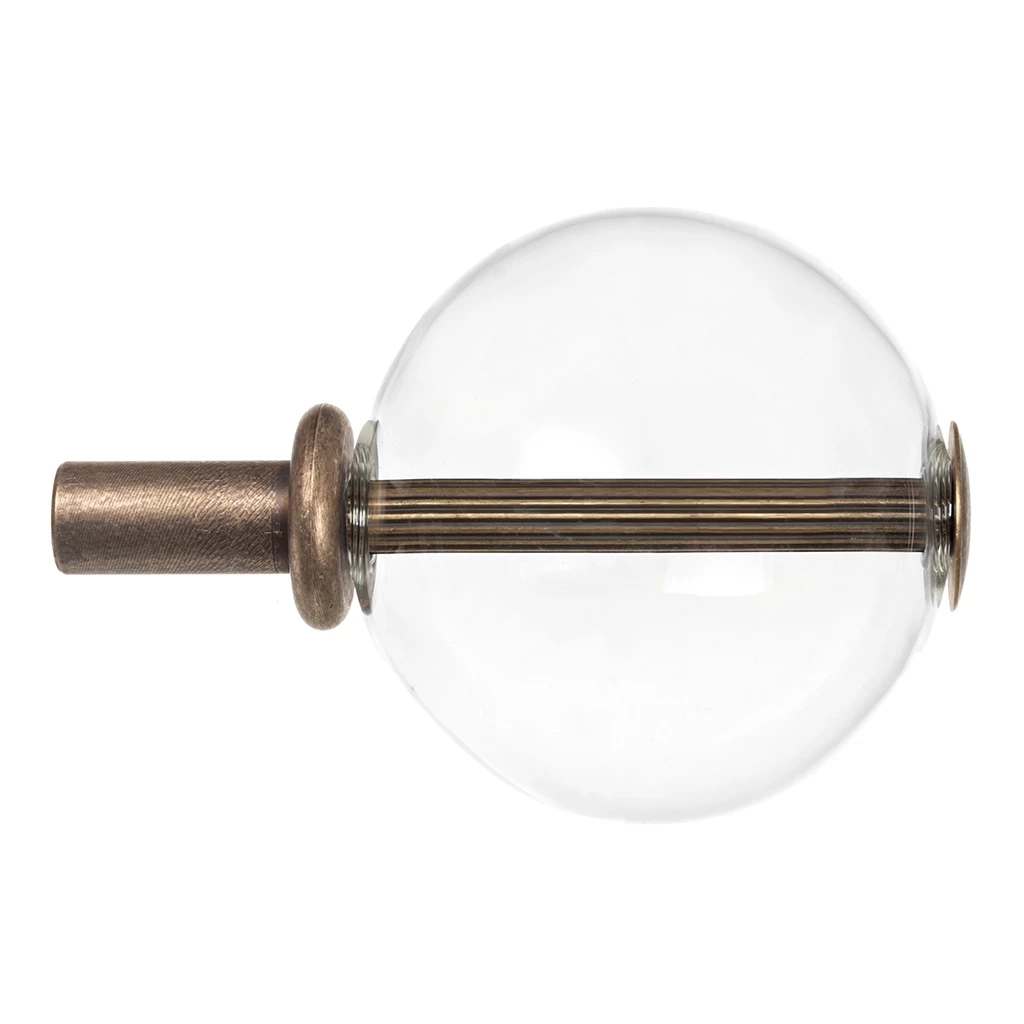 19mm Clear Glass Ball Finial In Antique Brass 3 19mm Clear Glass Ball Finial In Antique Brass