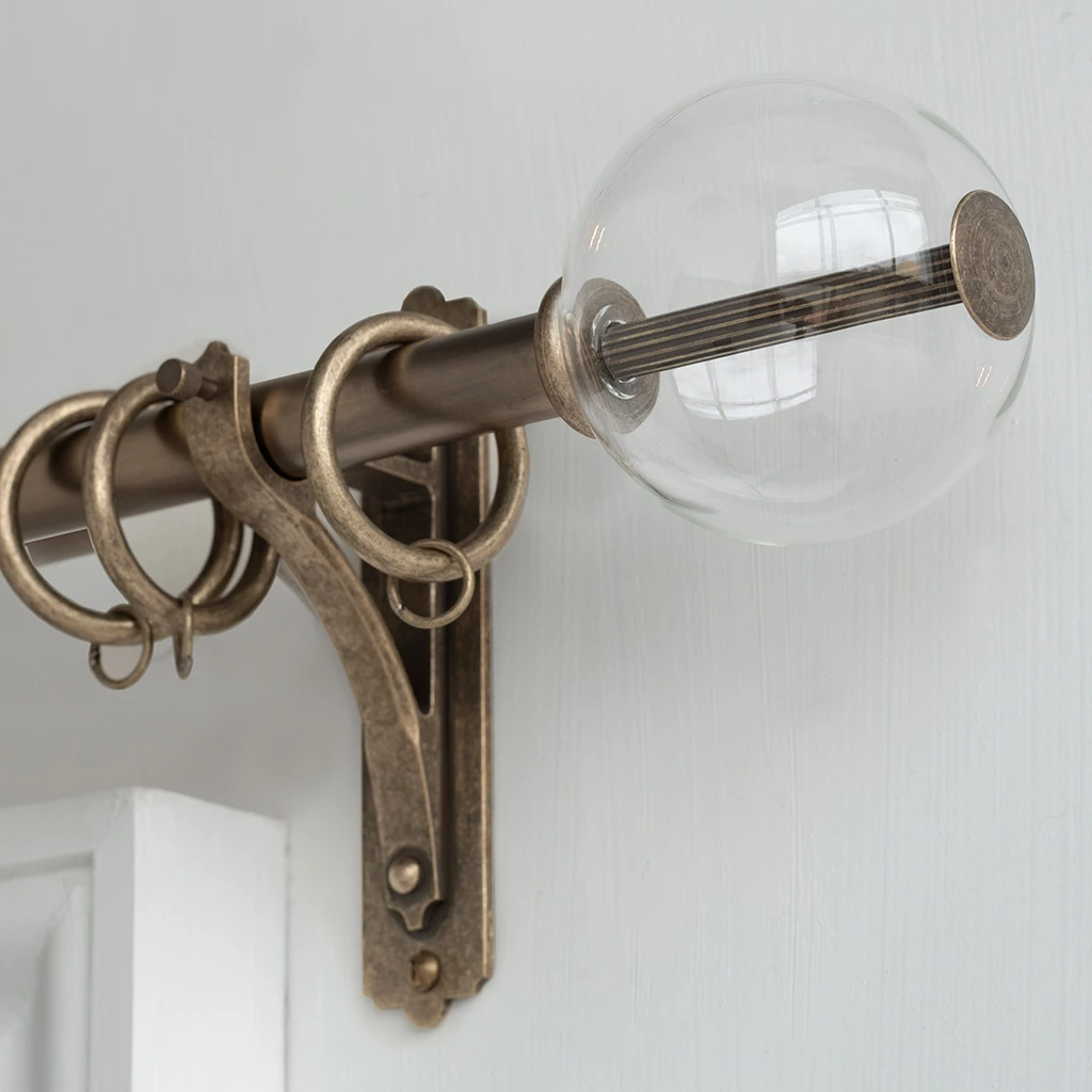 19mm Clear Glass Ball Finial In Antique Brass 4 19mm Clear Glass Ball Finial In Antique Brass - Image 2