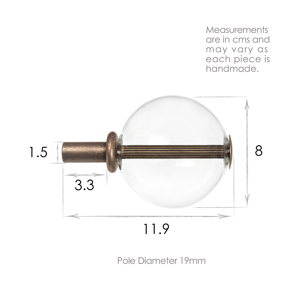 19mm Clear Glass Ball Finial In Antique Brass 5 19mm Clear Glass Ball Finial In Antique Brass - Image 3
