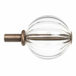 19mm Fluted Glass Ball Finial In Antique Brass