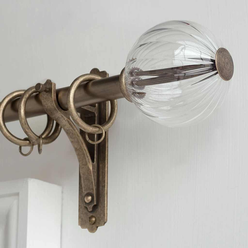 19mm Fluted Glass Ball Finial In Antique Brass 4 19mm Fluted Glass Ball Finial In Antique Brass - Image 2