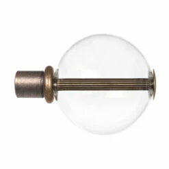 25mm Clear Glass Ball Finial In Antique Brass