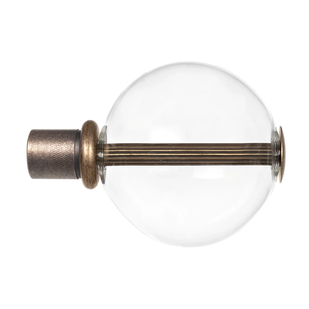 25mm Clear Glass Ball Finial In Antique Brass 3 25mm Clear Glass Ball Finial In Antique Brass