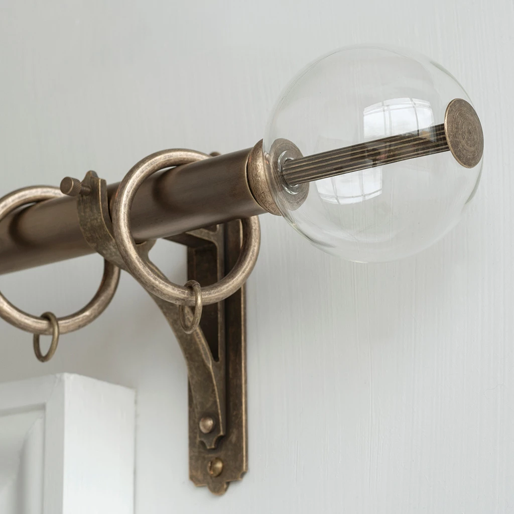 25mm Clear Glass Ball Finial In Antique Brass 4 25mm Clear Glass Ball Finial In Antique Brass - Image 2