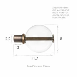 25mm Clear Glass Ball Finial In Antique Brass 11 25mm Clear Glass Ball Finial In Antique Brass -Jim Lawrence Sales 6303AB 13