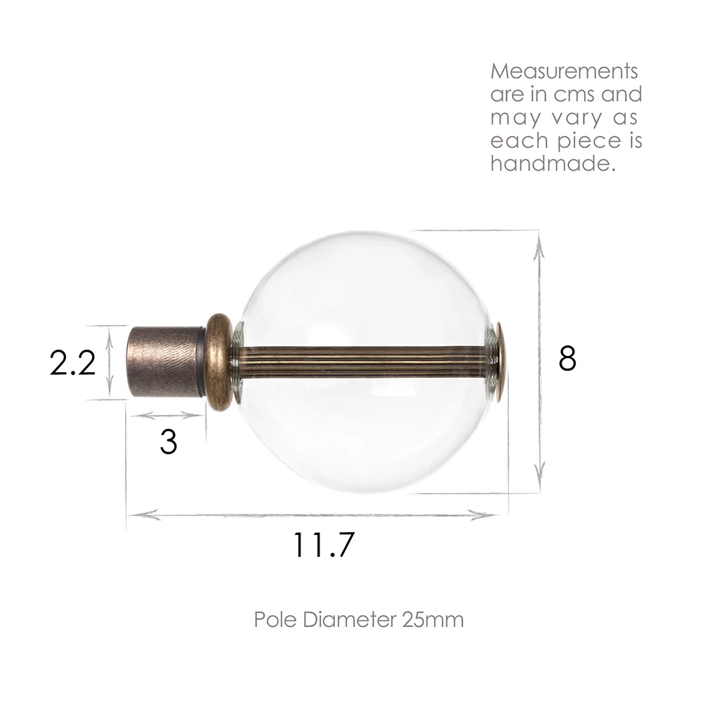 25mm Clear Glass Ball Finial In Antique Brass 5 25mm Clear Glass Ball Finial In Antique Brass - Image 3
