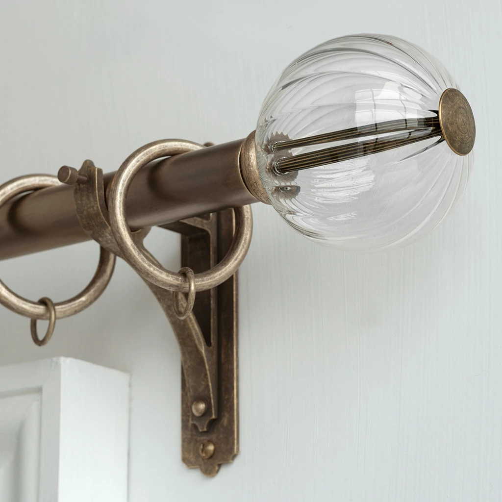 25mm Fluted Glass Ball Finial In Antique Brass 4 25mm Fluted Glass Ball Finial In Antique Brass - Image 2
