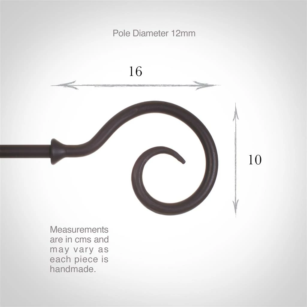 12mm Bishop's Crook Finial In Matt Black 6 12mm Bishop's Crook Finial In Matt Black - Image 4