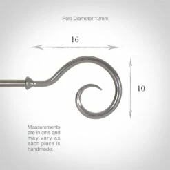 12mm Bishop's Crook Finial In Mercury -Jim Lawrence Sales 632me 3