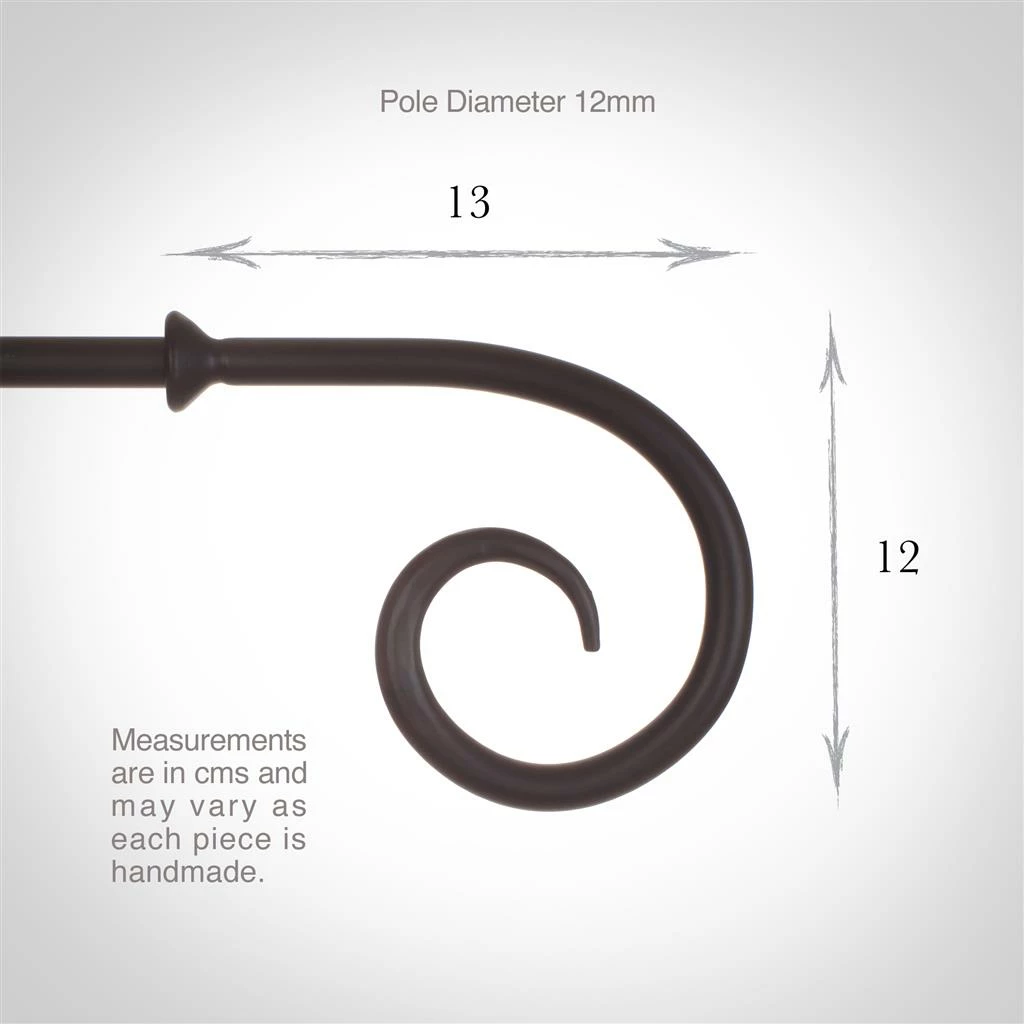 12mm Crook Finial In Matt Black 4 12mm Crook Finial In Matt Black - Image 2