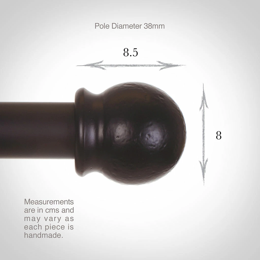 38mm Cannonball Finial In Matt Black 5 38mm Cannonball Finial In Matt Black - Image 3