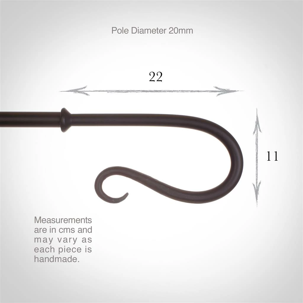 20mm Shepherd's Crook Finial In Matt Black 6 20mm Shepherd's Crook Finial In Matt Black - Image 4