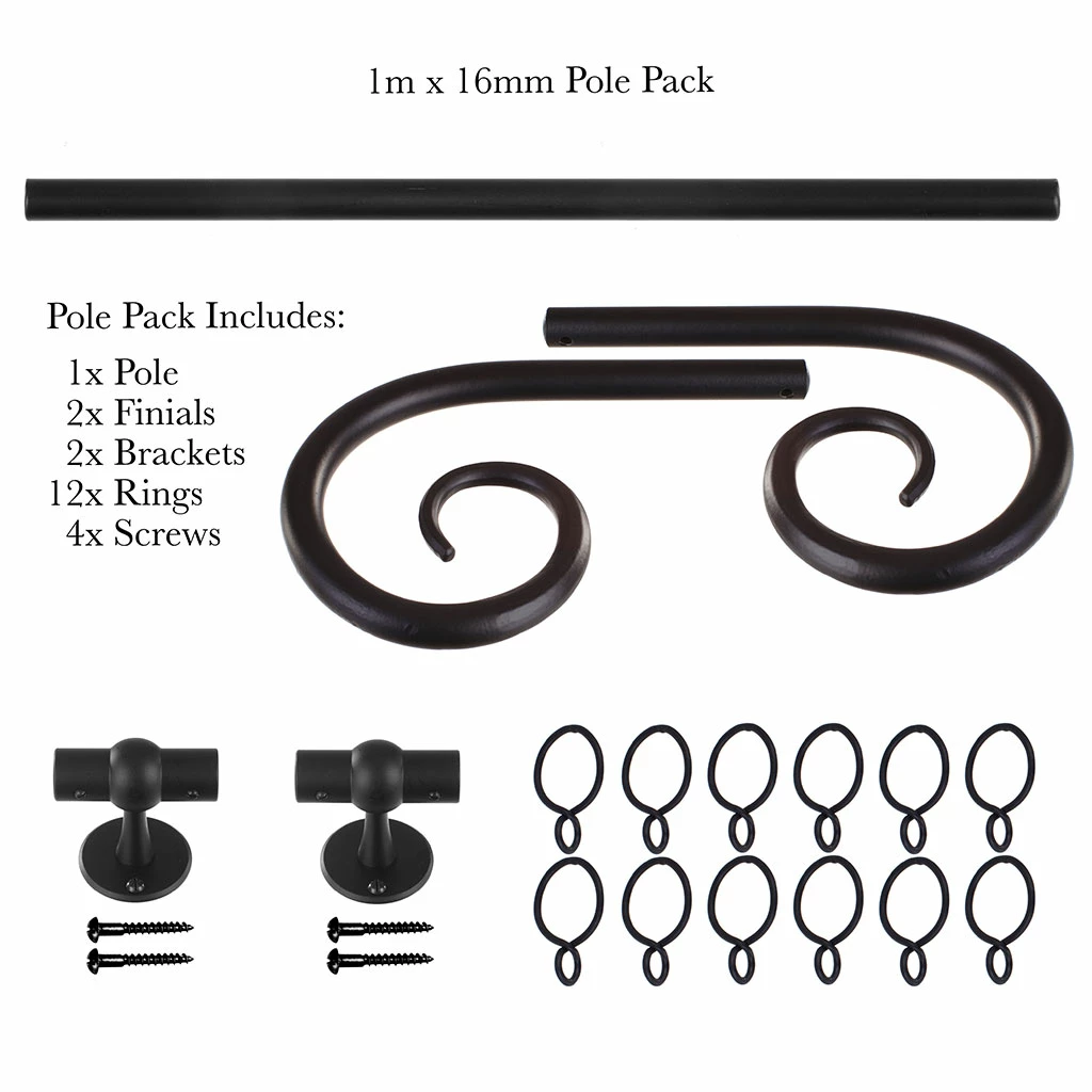 1m 16mm Crook Pole Pack In Matt Black 6 1m 16mm Crook Pole Pack In Matt Black - Image 4