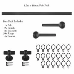 1.5m 16mm Cannonball Pole Pack In Beeswax -Jim Lawrence Sales 814bw 20