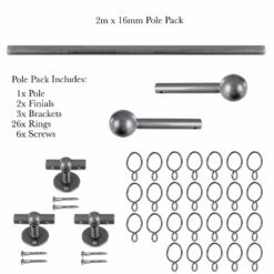 2m 16mm Cannonball Pole Pack In Polished 10 2m 16mm Cannonball Pole Pack In Polished -Jim Lawrence Sales 815po 20
