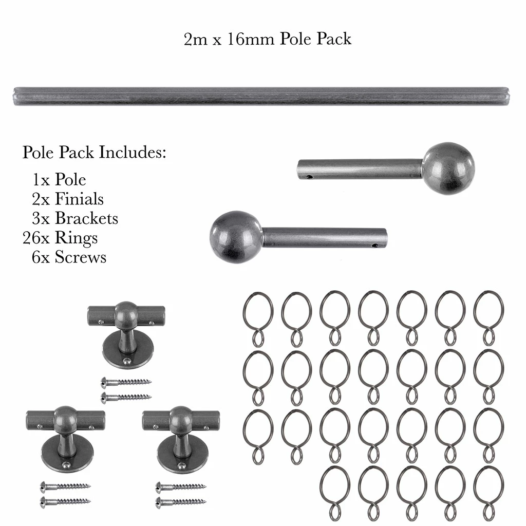 2m 16mm Cannonball Pole Pack In Polished 6 2m 16mm Cannonball Pole Pack In Polished - Image 4