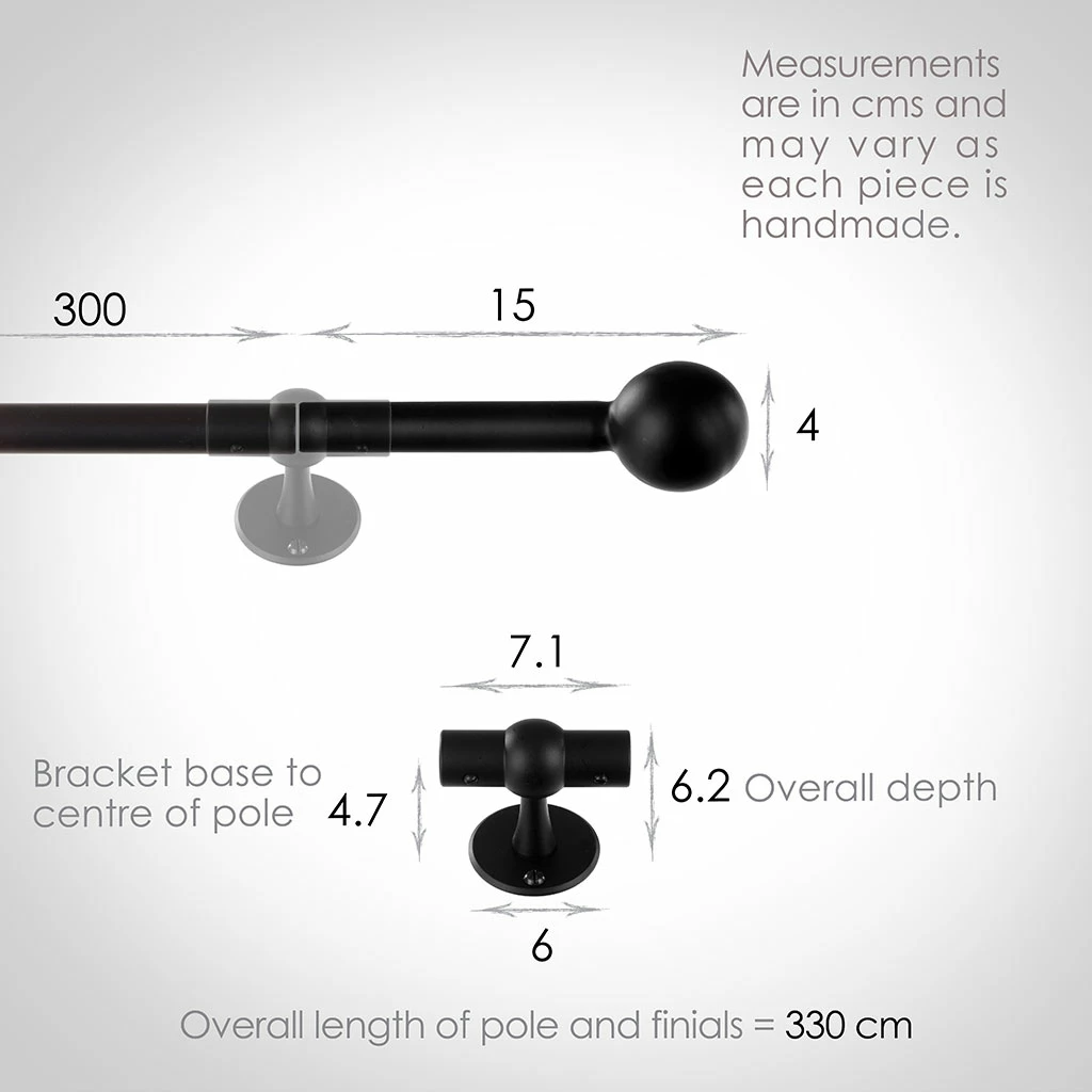 3m 16mm Cannonball Pole Pack In Matt Black 5 3m 16mm Cannonball Pole Pack In Matt Black - Image 3