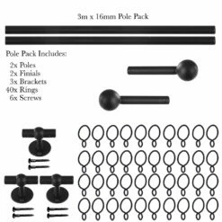 3m 16mm Cannonball Pole Pack In Matt Black 10 3m 16mm Cannonball Pole Pack In Matt Black -Jim Lawrence Sales 816mb 20